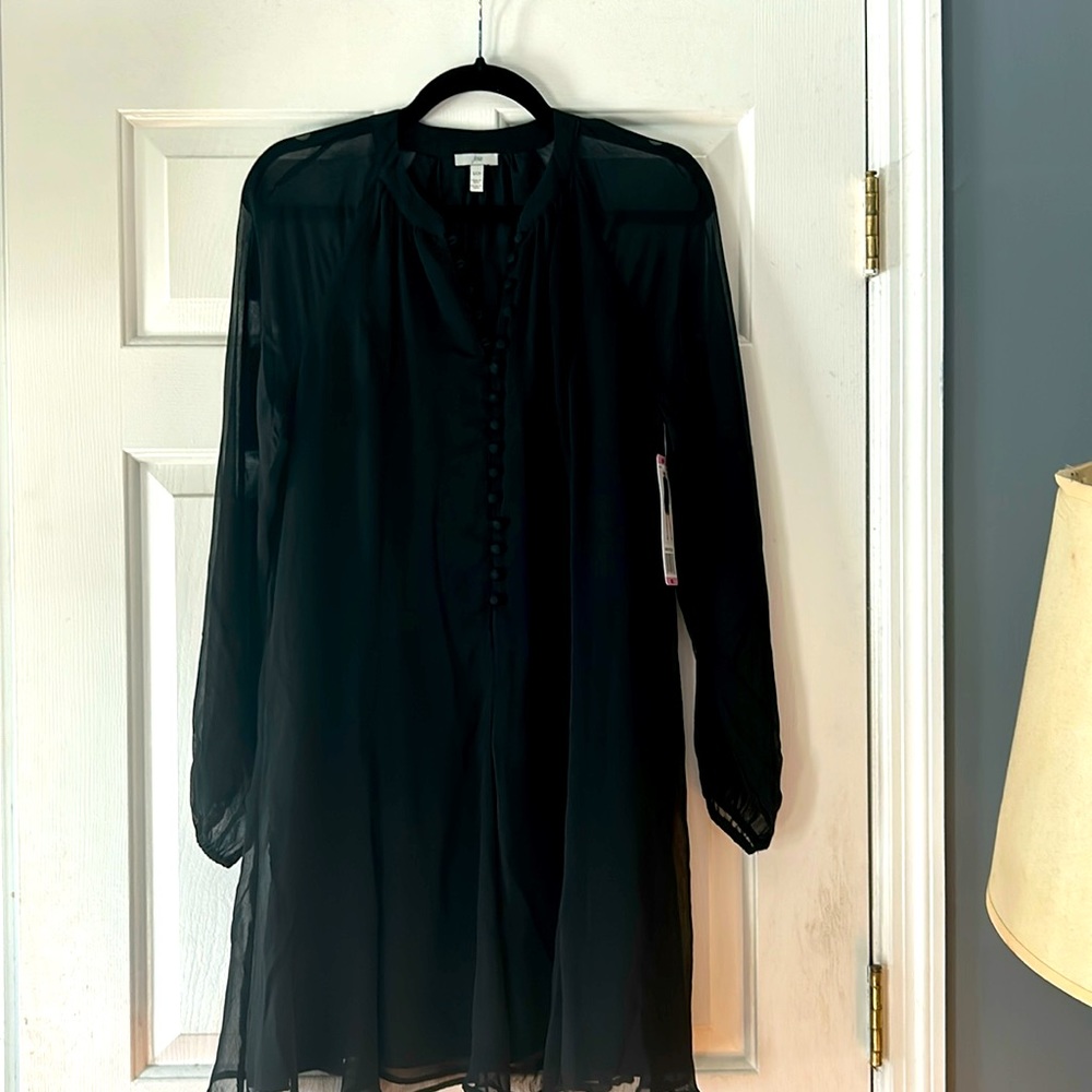Black balloon sleeve dress - fully lined.